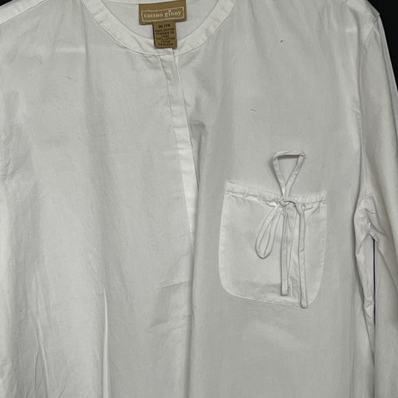 Cotton Ginny Oversized Shirt Button up White Size Extra Large Bow Chest Pocket - Picture 2 of 5